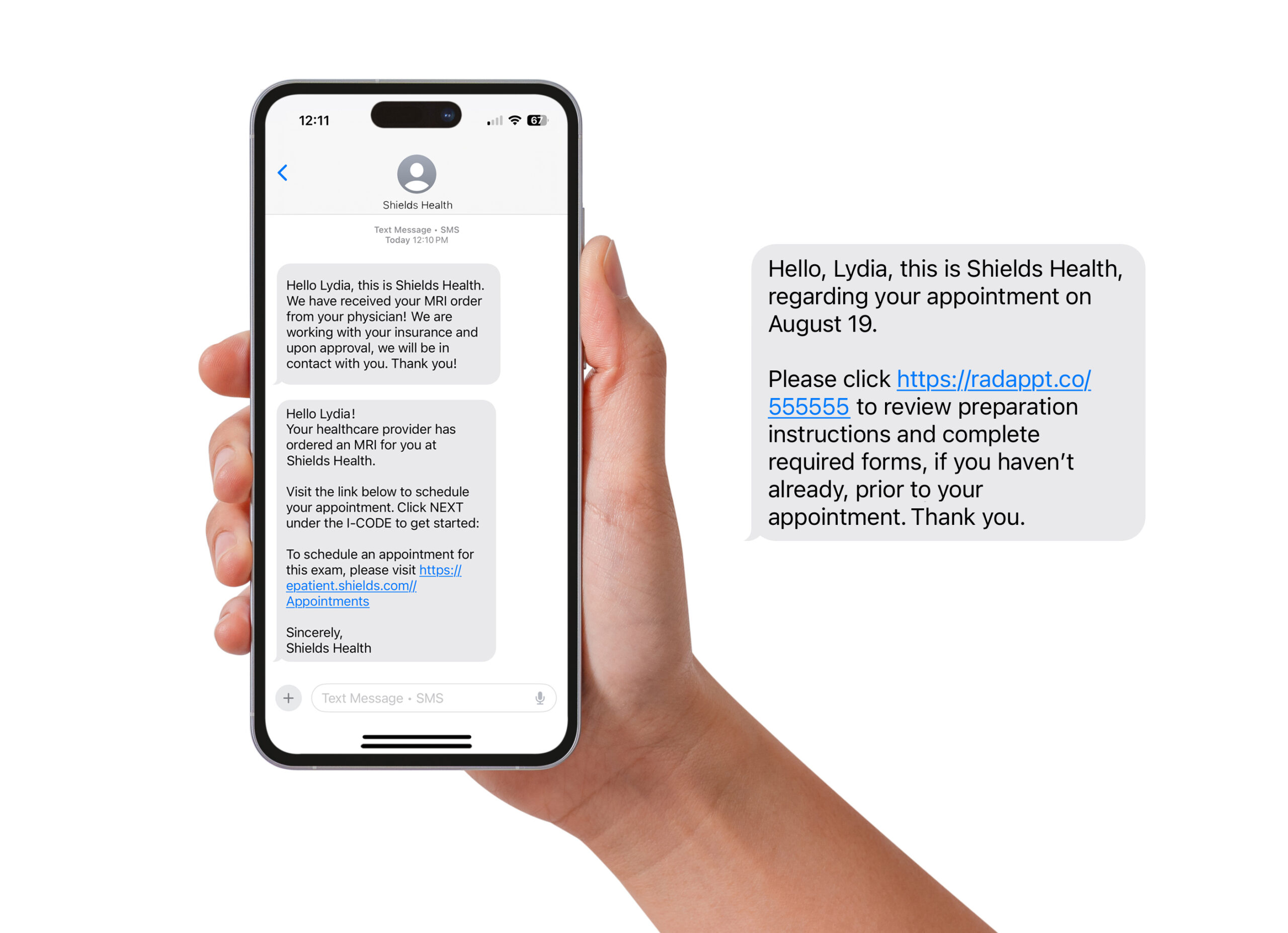 Hand holding smartphone with blank screen isolated on white background. High quality studio shot. Concept for technology, business, finance and advertising.